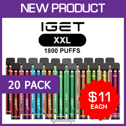 IGET vape sale-продавница ккл - 1800 пуффс - 20 ком LVJ84B478 IGET