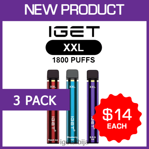 IGET bar discount-велепродаја ккл - 1800 пуффс - 3 ком LVJ84B463 IGET