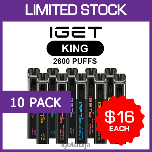 IGET discount-вапе сале кинг - 2600 пуффс - 10 пак LVJ84B504 IGET