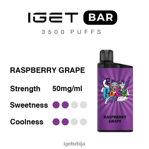 IGET vape flavours-дисконт бар 3500 пуффс LVJ84B280 IGET грожђе малине