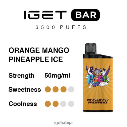 IGET vape flavours-распродаја бар 3500 пуффс LVJ84B290 IGET наранџасти манго ананас лед