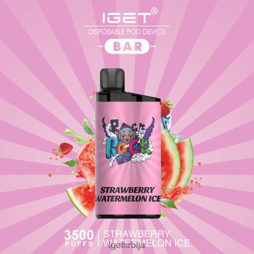 IGET vape flavours-попуст бар - 3500 пуффс LVJ84B640 IGET лед од јагоде лубенице