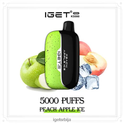 discount IGET vapes-попуст моон 5000 пуффс LVJ84B217 IGET бресква јабука лед