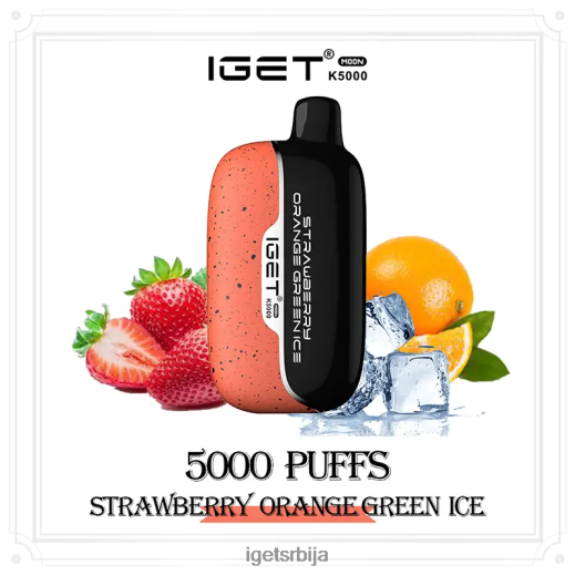 IGET vape sale-велепродаја моон 5000 пуффс LVJ84B222 IGET јагода наранџасто зелени лед