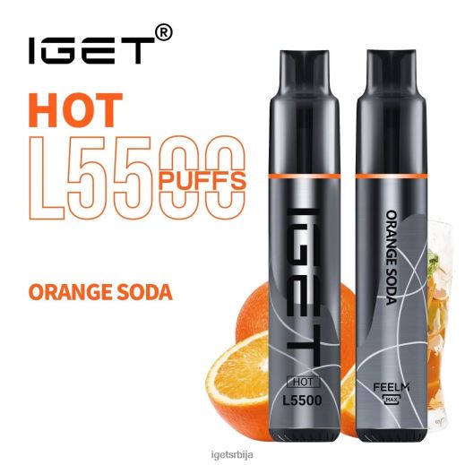 IGET vape flavours-вапе укуси врући - 5500 пуффс LVJ84B481 IGET наранџаста сода