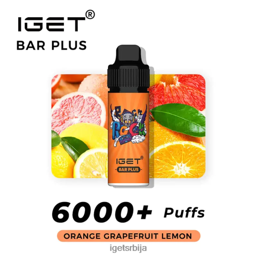 IGET bar discount-продавница бар плус - 6000 пуффс LVJ84B562 IGET наранџасти лимун