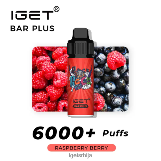 IGET bar sale-велепродаја бар плус - 6000 пуффс LVJ84B589 IGET бобица малине