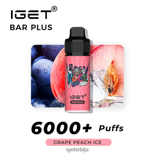 IGET wholesale-продавница бар плус - 6000 пуффс LVJ84B590 IGET грожђане брескве леда