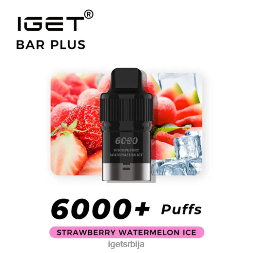 IGET sale-велепродаја бар плус под 6000 пуффс LVJ84B271 IGET лед од јагоде лубенице