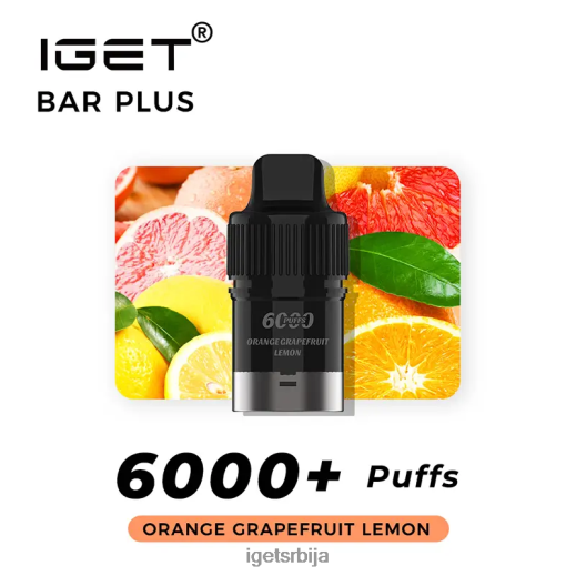 IGET vape flavours-вапе ароме плочица без никотина плус под 6000 пуффс LVJ84B380 IGET наранџа грејпфрут лимун
